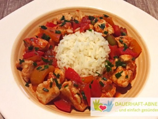 Paprika-Putenpfanne mit Reis