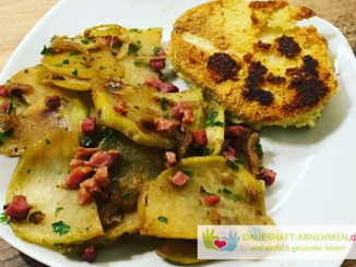 Low Carb Bratkartoffeln und Kohlrabi Schnitzel